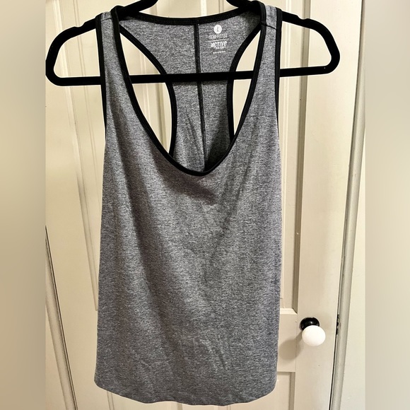 Old Navy Tops - Old Navy Semi-Fitted Charcoal Gray and Black Racer Back Workout Top Size Large